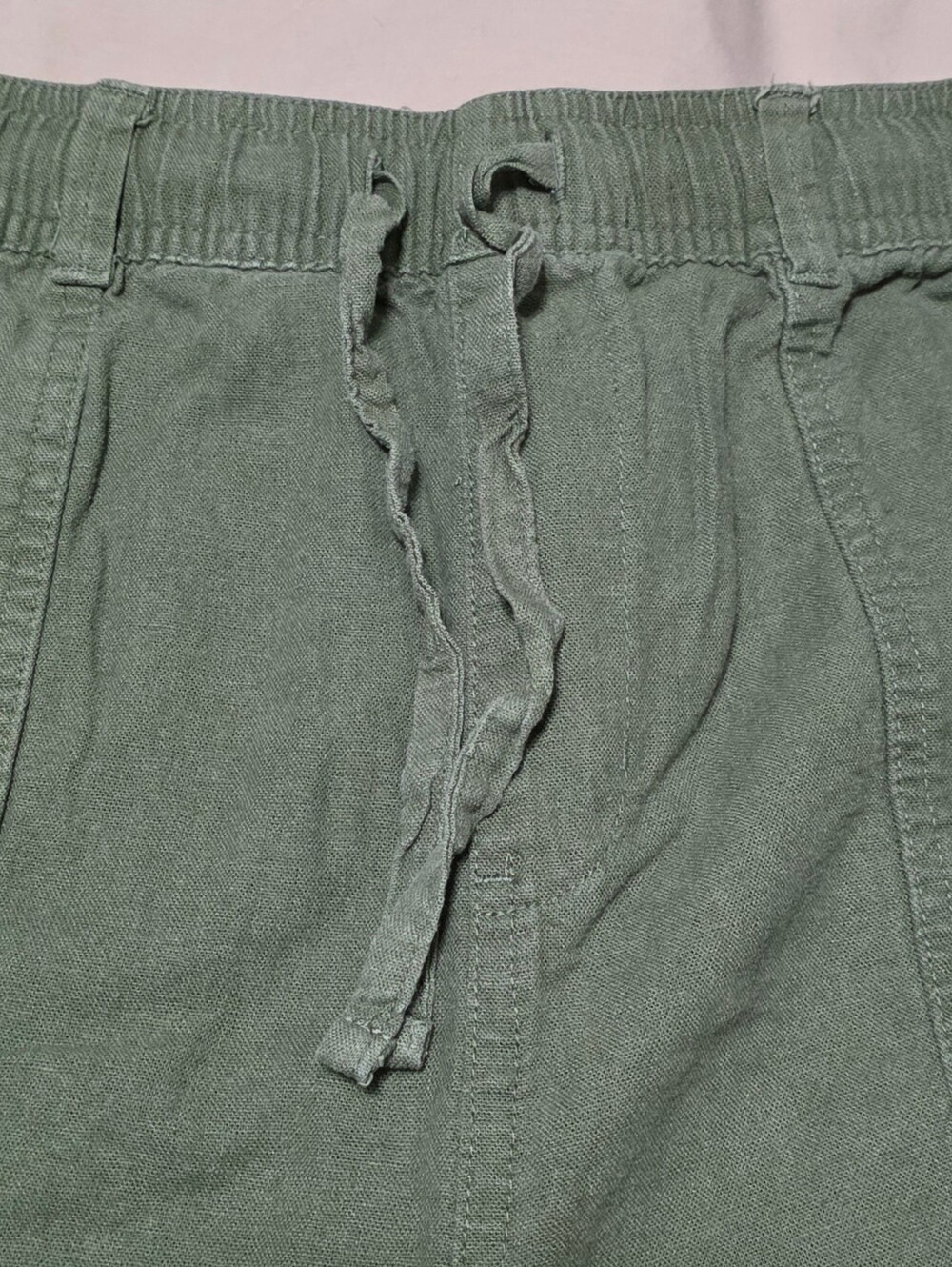 Time and Tru Olive Green Linen Blend Casual Drawstring Pants Size L (12-14) - Picture 7 of 7